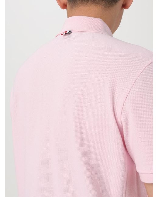 Thom Browne Pink Basic Cotton Polo Shirt for men