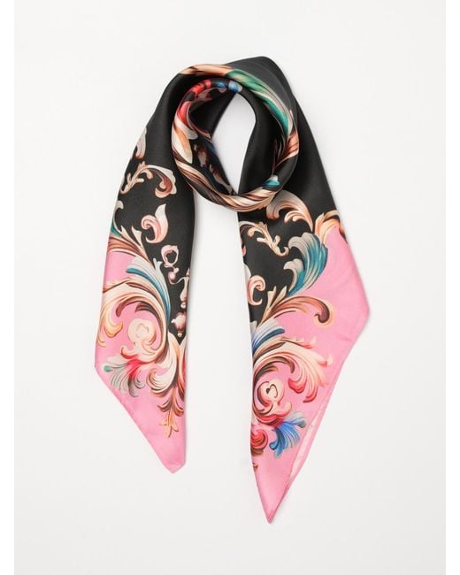 Versace Jeans Couture Black Baroque Print Silk Foulard
