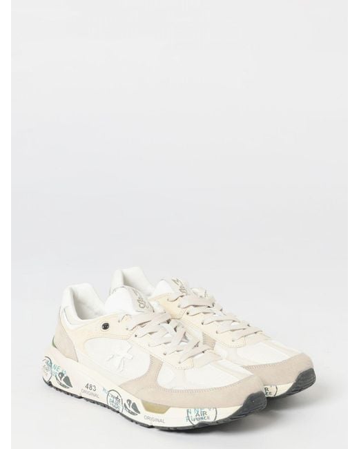 Premiata White Mase Suede And Canvas Sneakers for men