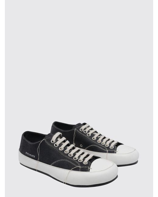 Premiata White Low Top Smooth Calfskin Leather Trainers With A Laminated Side Logo for men