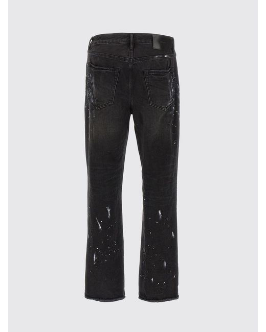 Purple Black Knee Slit Paint Denim Jeans for men