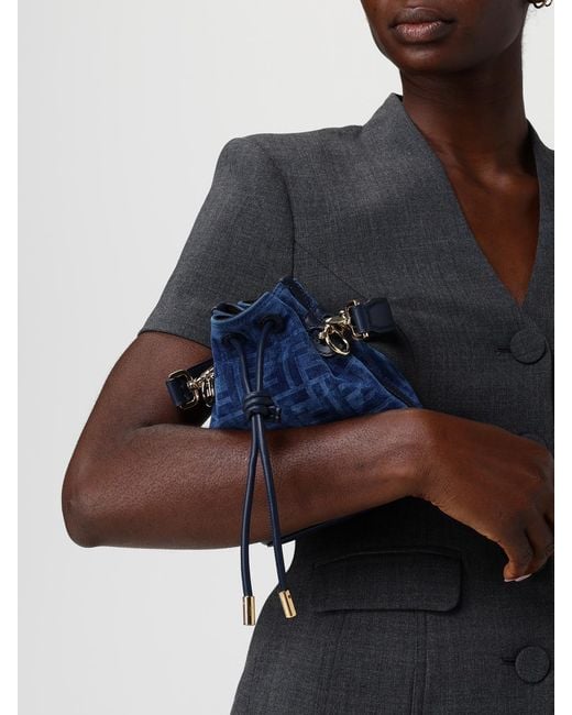 Fendi Blue Mini Mon Tresor Bag With Ff Monogram