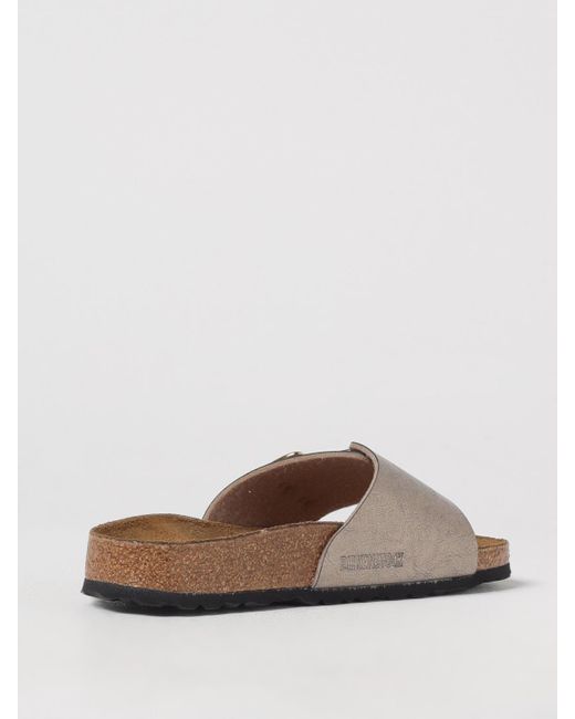 Birkenstock Brown Arizona Metallic Leather Buckle Slides