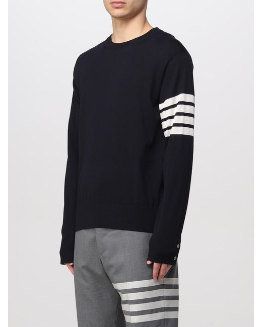 Thom Browne Pullover Aus Wolle Mit 4 Bar Stripes in Blue für Herren