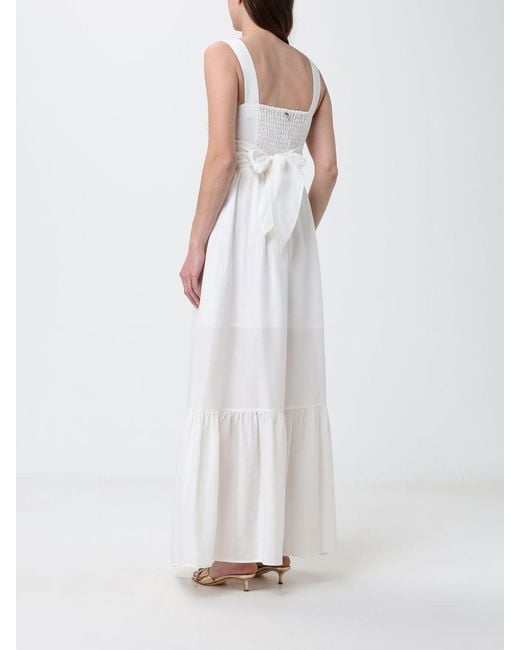 Liu Jo White Linen Blend Long Dress