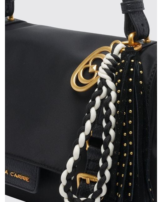 La Carrie Black Atena Nylon Shoulder Bag With Leather Trim
