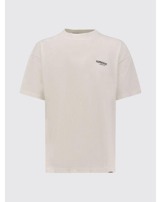 Represent White Cotton T-Shirt With Print for men
