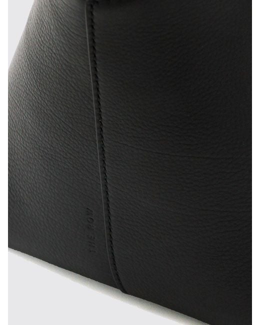The Row Black Terrasse Grained Leather Double Handle Handbag
