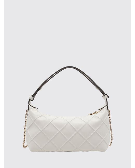 Tory Burch Natural Fleming Mini Matelassé Leather Shoulder Bag With Double T Logo