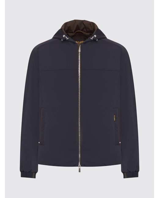Moorer Blue Hooded Windbreaker for men
