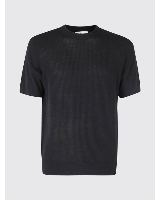 Kangra Black Cotton Crew Neck Pullover for men