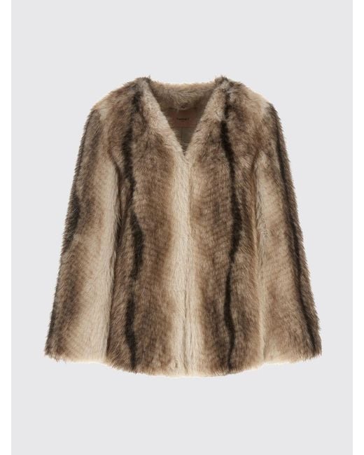 Twinset Brown Fur Coat