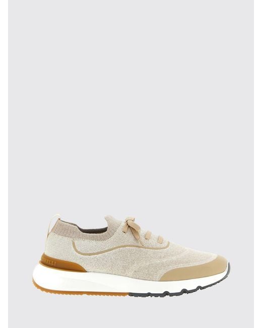 Brunello Cucinelli White Crochet Knit Sneakers for men