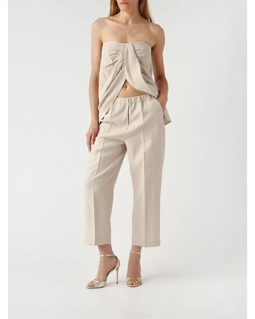 Liviana Conti Natural Linen Blend Cropped Trousers