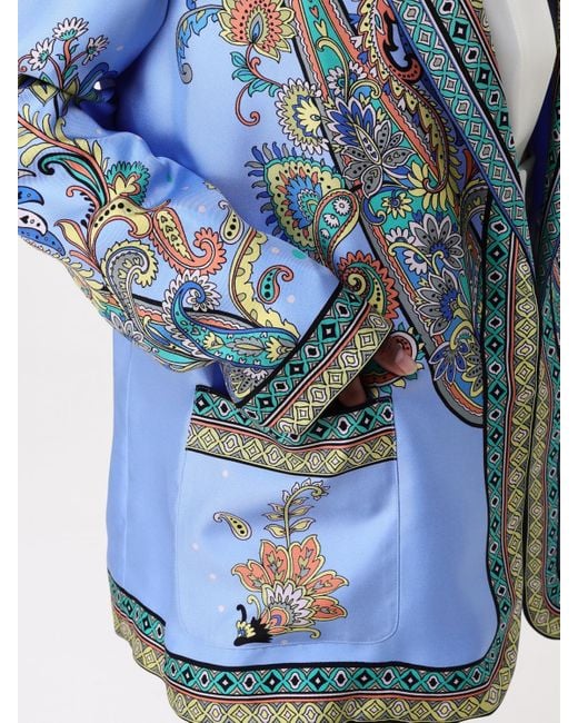 Etro Blue Silk Twill Dressing Gown Jacket