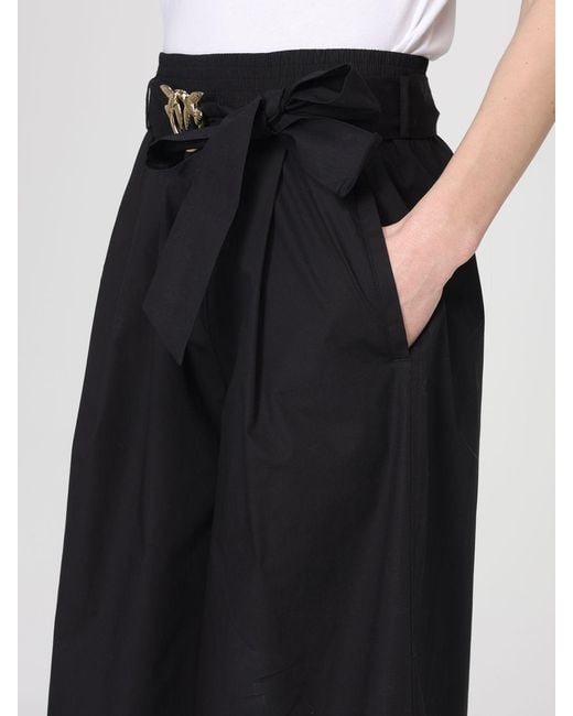 Pinko Black Love Birds Cropped Cotton Trousers