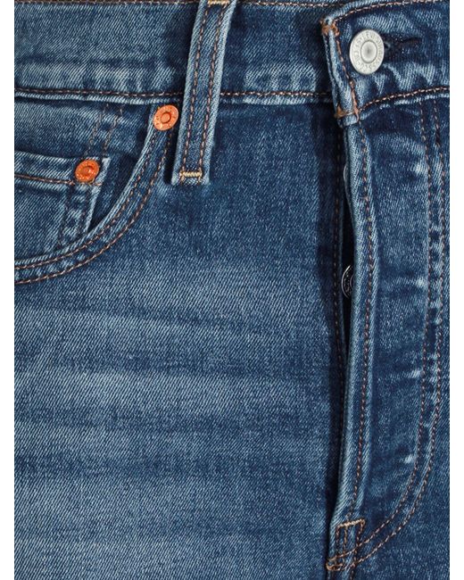 Levi's Blue High-Waisted Straight-Leg Cotton Denim Jeans With 5 Pockets