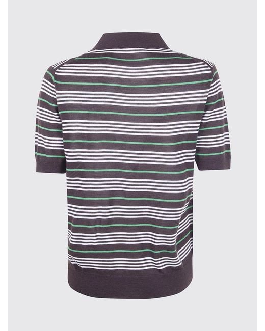 P.A.R.O.S.H. Brown Striped Knit Polo Shirt P.A.R.O.S.H