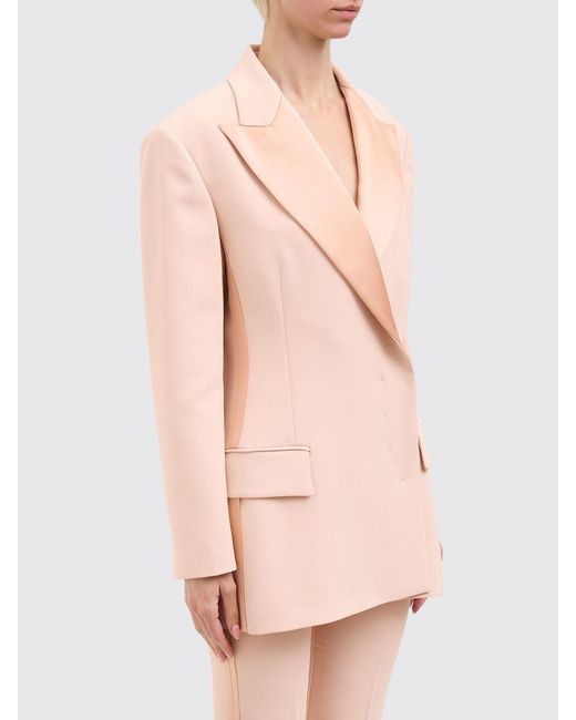 Elisabetta Franchi Pink Double Breasted Polyester Blazer
