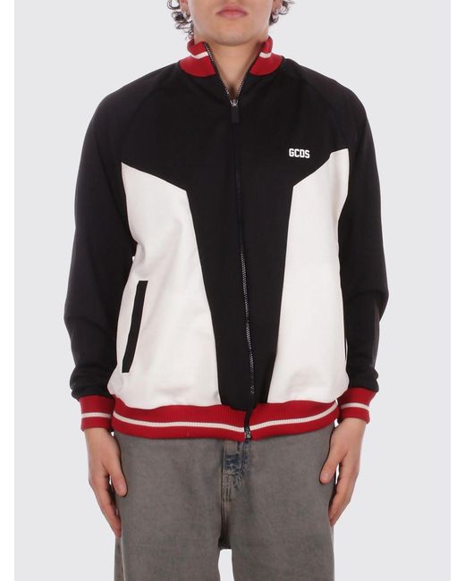 Gcds Black Technical Fabric Zip Sweatshirt for men