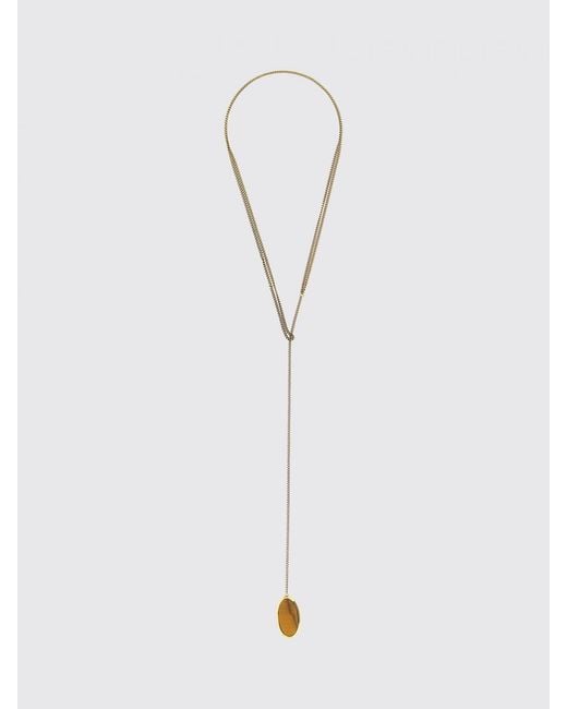 Dries Van Noten White Brass Necklace With Stone for men