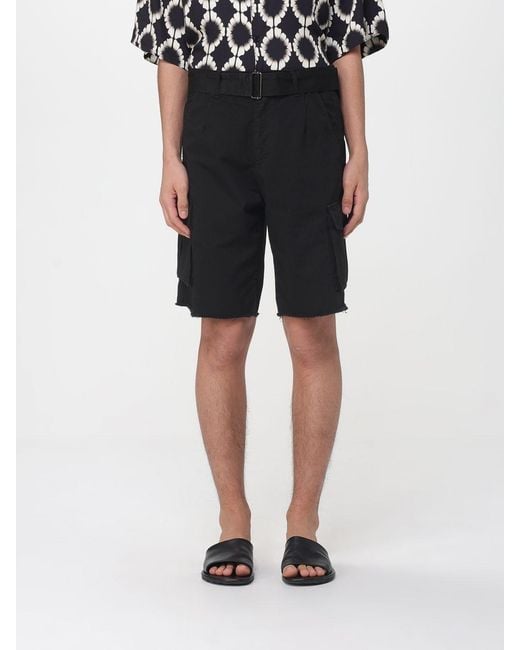 Laneus Black Cotton Cargo Shorts for men