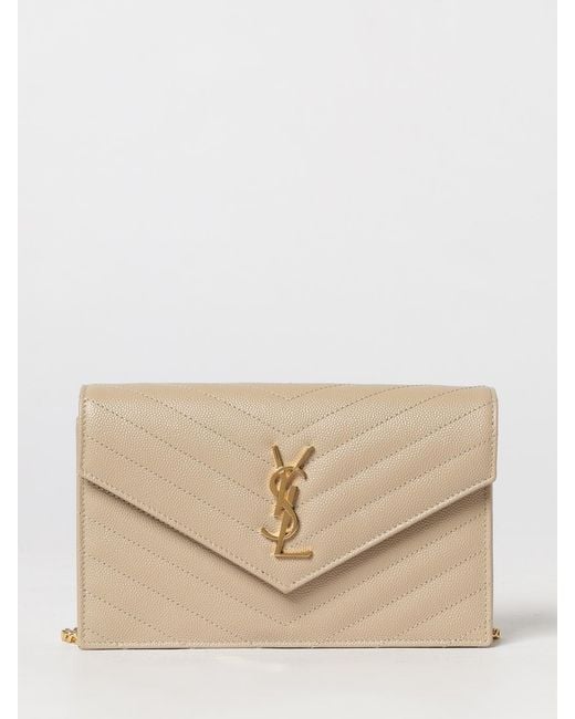 Saint Laurent Natural Quilted Leather Envelope Mini Bag With Ysl Monogram