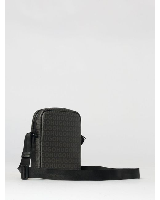 HUGO Black Printed Logo Polyester Bag for men