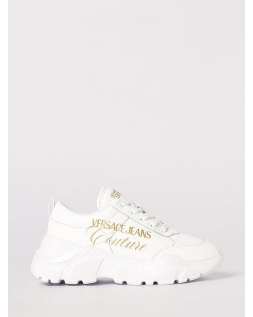 Versace Jeans Couture White Leather Sneakers With Logo