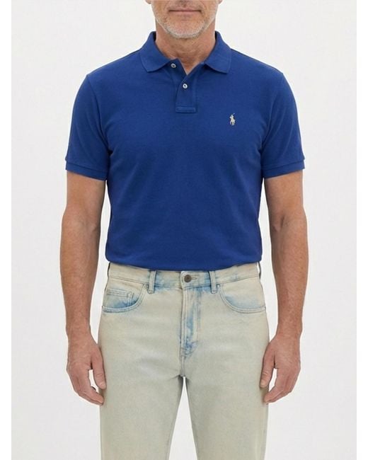 Polo Ralph Lauren Blue Cotton Polo Shirt With Pony Logo for men