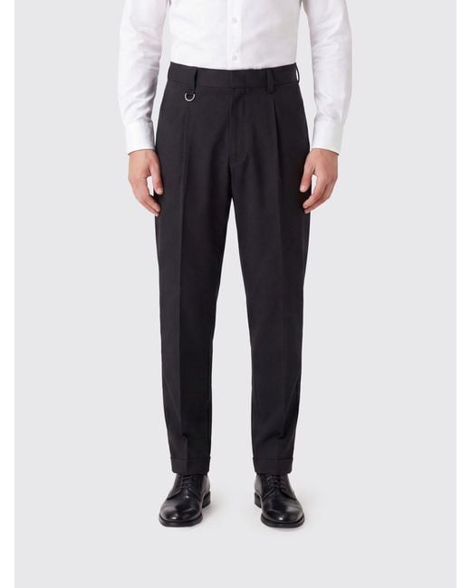 Paolo Pecora Black Slim Fit Cotton Chino Pants With Slant Pockets for men