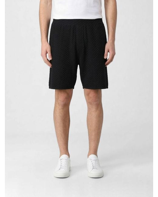 Emporio Armani Black Viscose Blend Shorts for men