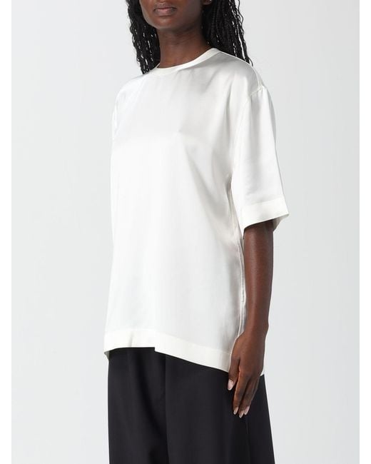 Totême White Elegant Silk T-Shirt