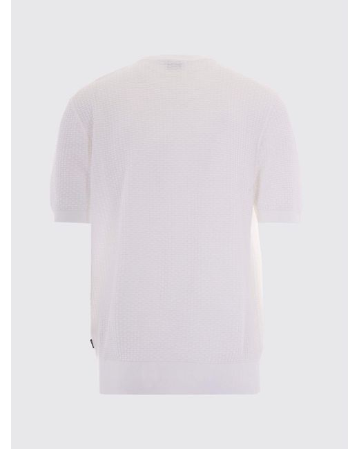 Boss White Cotton Crew Neck Sweater for men