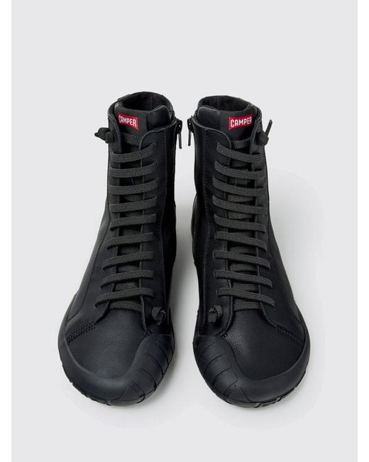 Camper Black Outdoor Smooth Calfskin Boots With Side Zip