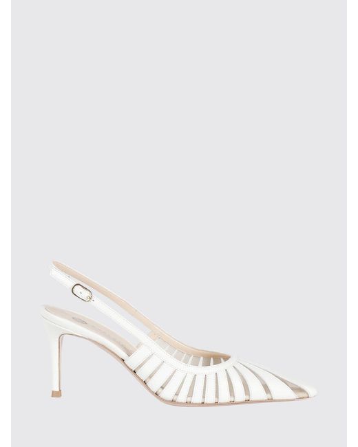 Roberto Festa White Sunny Leather And Mesh Nylon Slingbacks