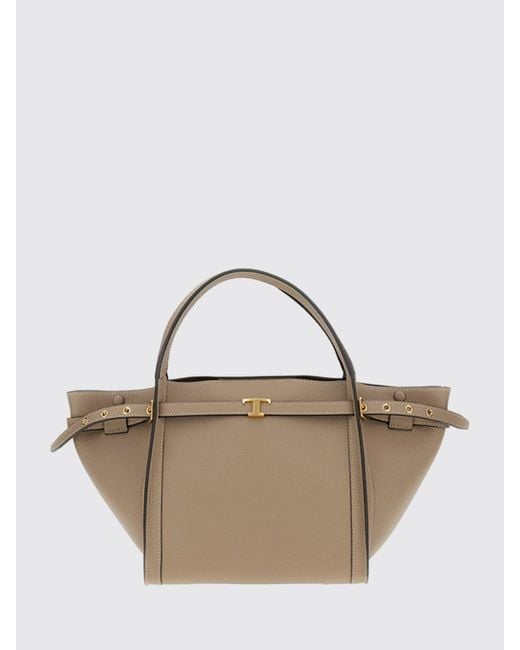 Tod's Natural Small Leather Shopping Handbag