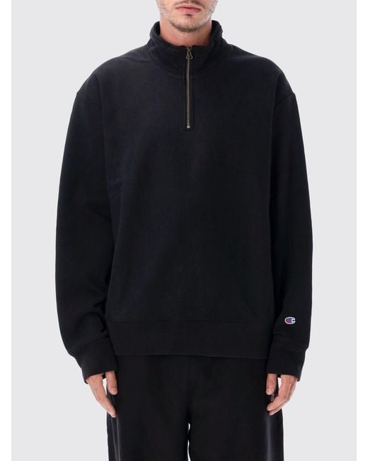Champion Blue High-Neck Half-Zip Cotton Blend Sweatshirt for men