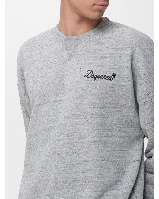 DSquared² Gray Logo Cotton Crewneck Sweatshirt for men