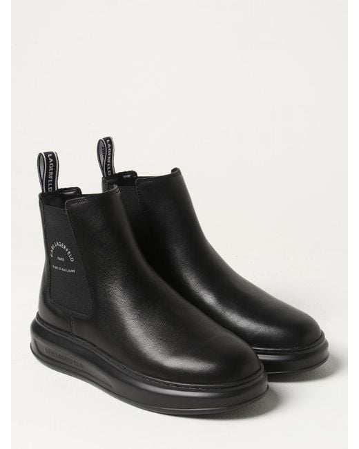 Karl Lagerfeld Black Kapri Leather Ankle Boots for men