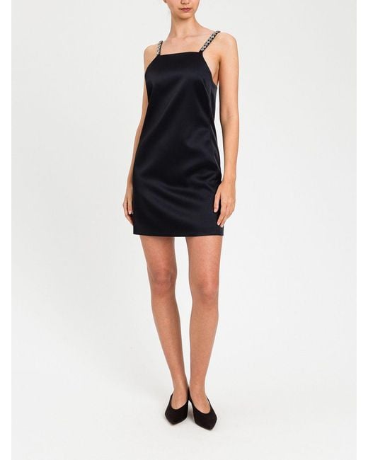 Twinset Black Mini Crepe Dress With Rhinestones