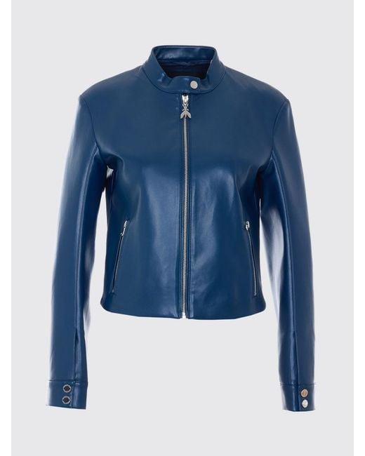Patrizia Pepe Blue Faux Leather Biker Jacket