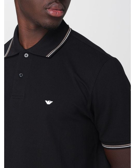Emporio Armani Blue Cotton Polo Shirt With Logo for men