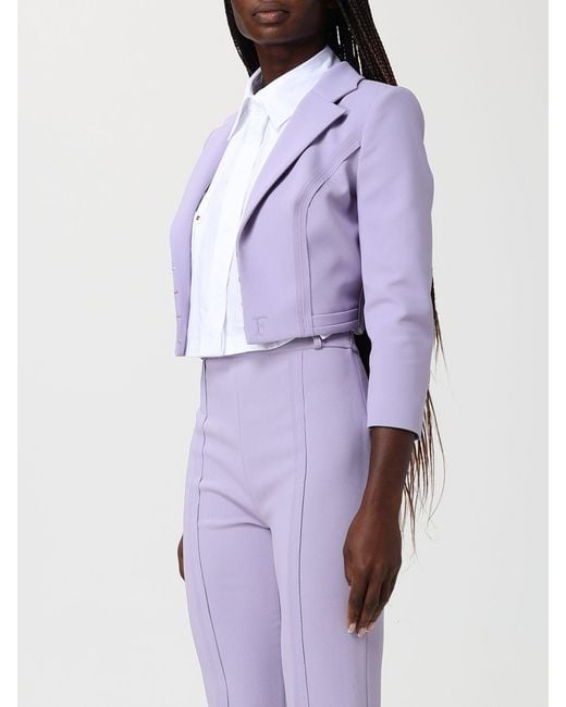 Elisabetta Franchi Purple Crop Polyester Blazer