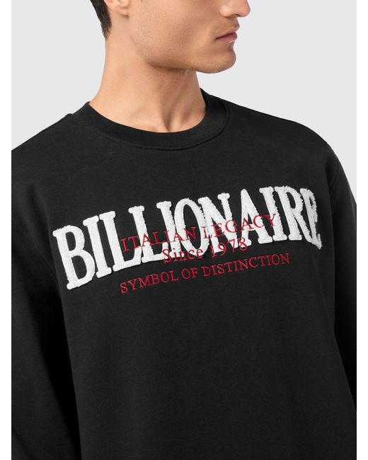 Billionaire Black Cotton Crewneck Sweatshirt With Logo for men