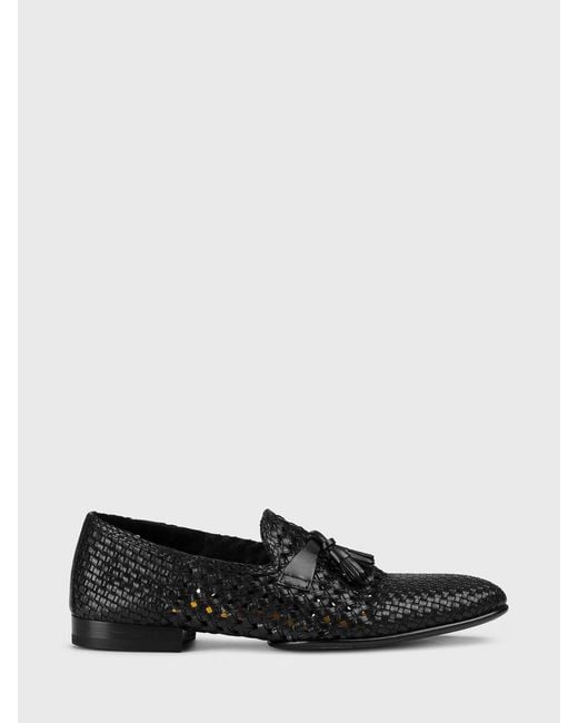 Doucal's White Woven Leather Loafers for men