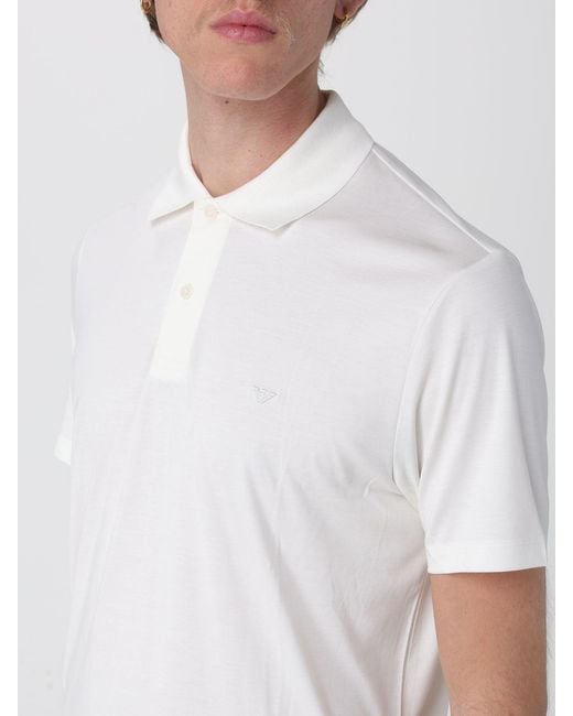 Emporio Armani White Silk Blend Polo Shirt for men
