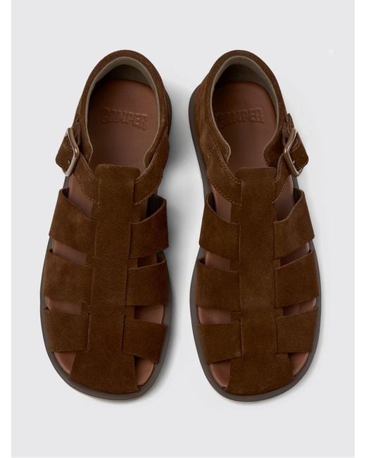Camper Brown Don Suede Sandals for men