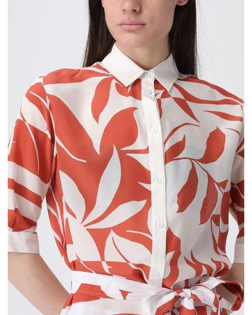 Max Mara White Floral Print Silk Shirt Dress
