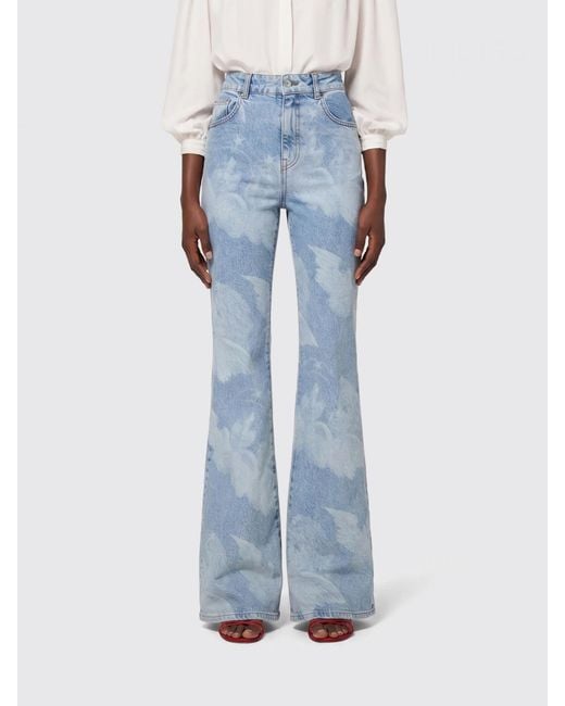Fiorucci Blue Printed Denim Flared Jeans
